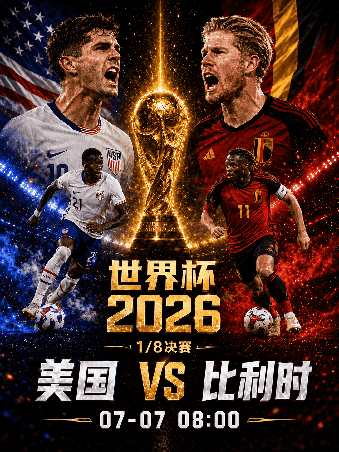 美加墨世界杯 东道主迎战欧洲红魔！美国vs比利时，谁能抢下八强门票？】⚽ 202