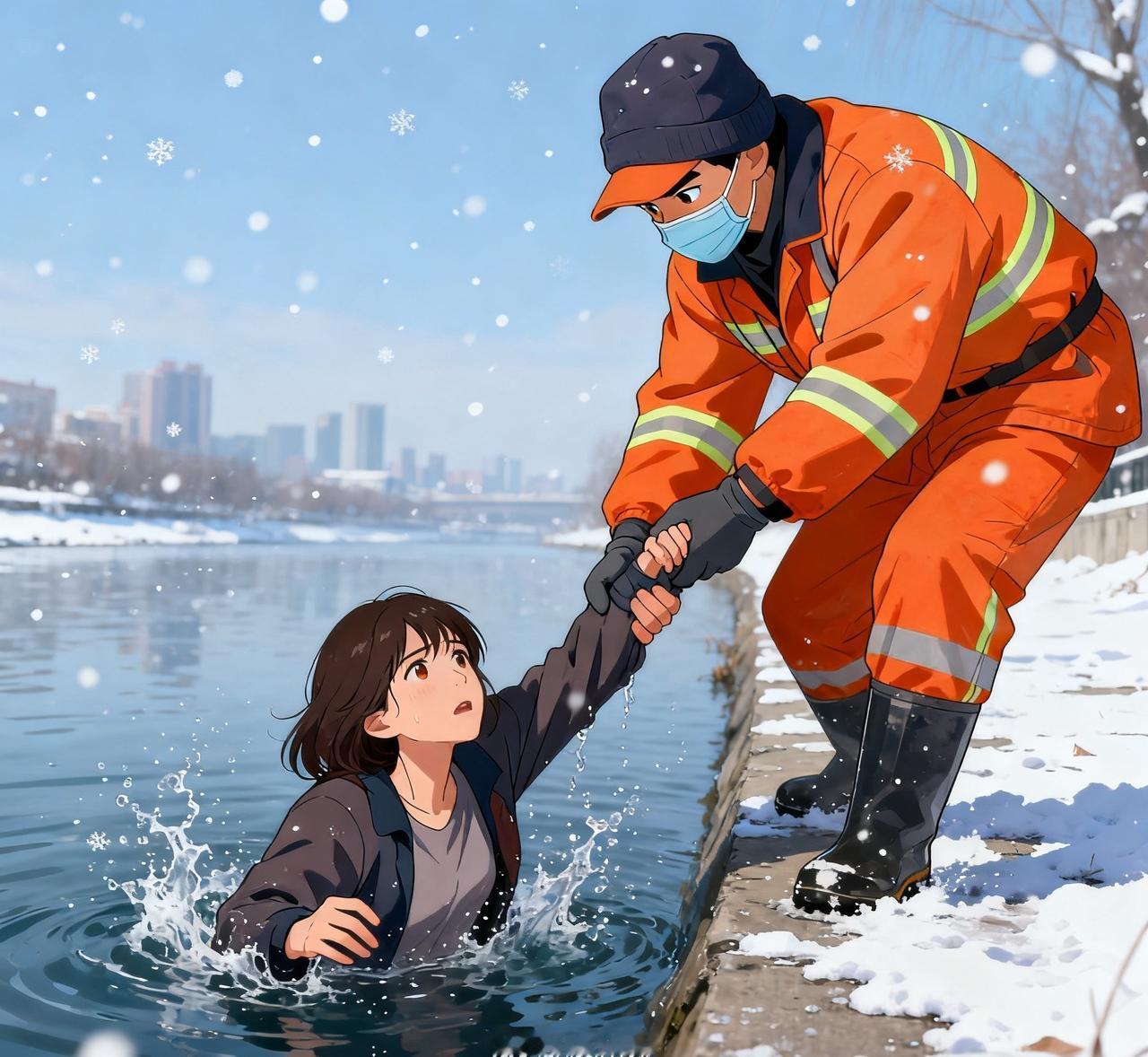 台州环卫工人不顾寒冷下河救轻生女子没有惊天壮举的宣言，只有刻在骨子里的善良与担当