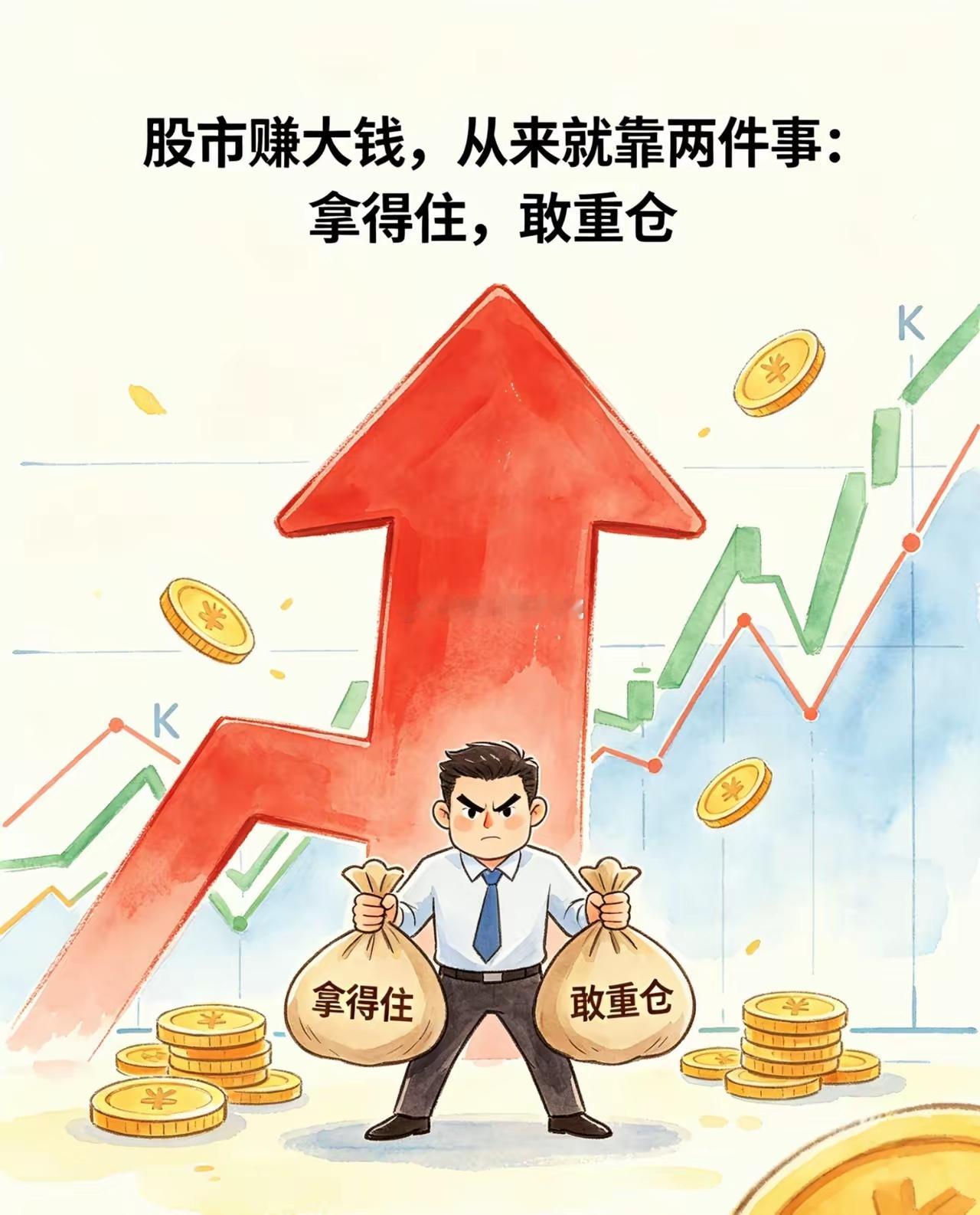 股市赚大钱，从来就靠两件事：拿得住，敢重仓混迹股市这么多年，看透一个扎心真相：绝
