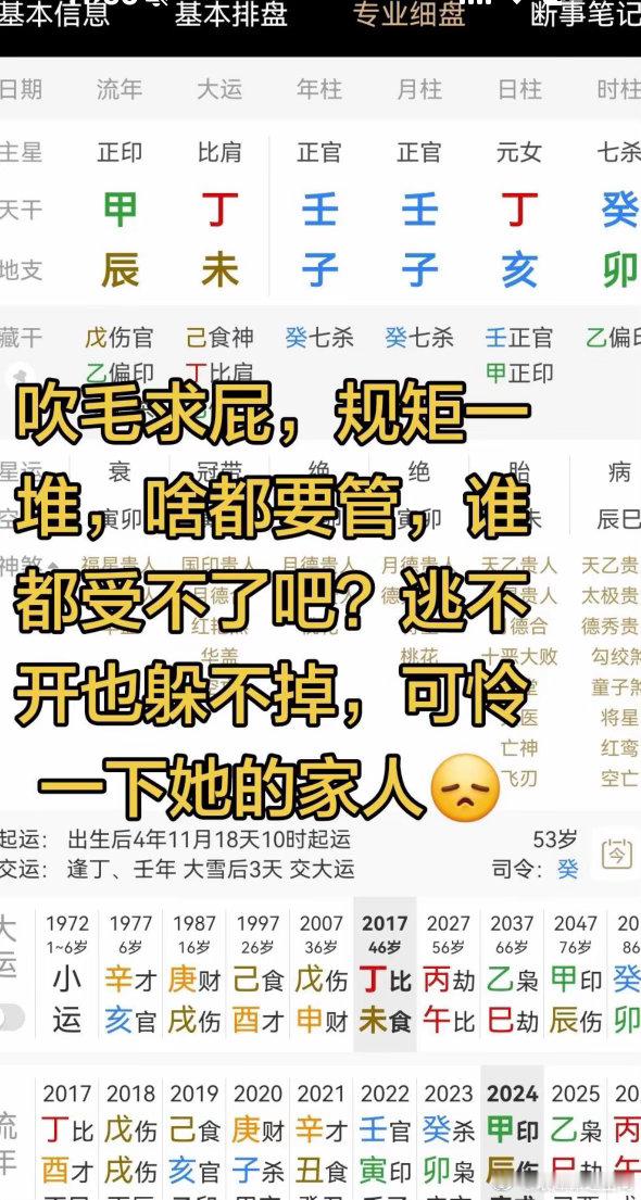 假从杀格+假合化格。子卯刑，无礼之刑，没有礼义亷耻。从杀格，格局降低。假从杀格。