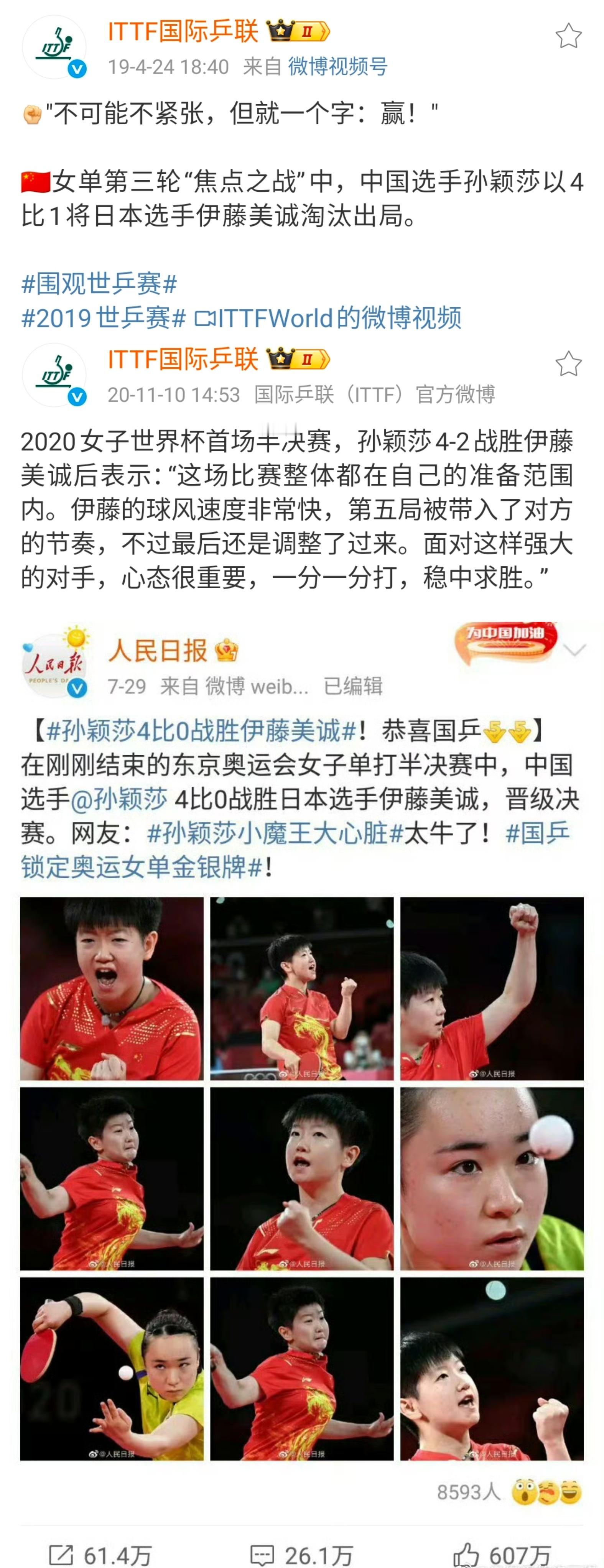 孙颖莎 东京周期孙颖莎三大赛独扛最强外协五战五胜——三大赛单打19年布达佩斯世乒
