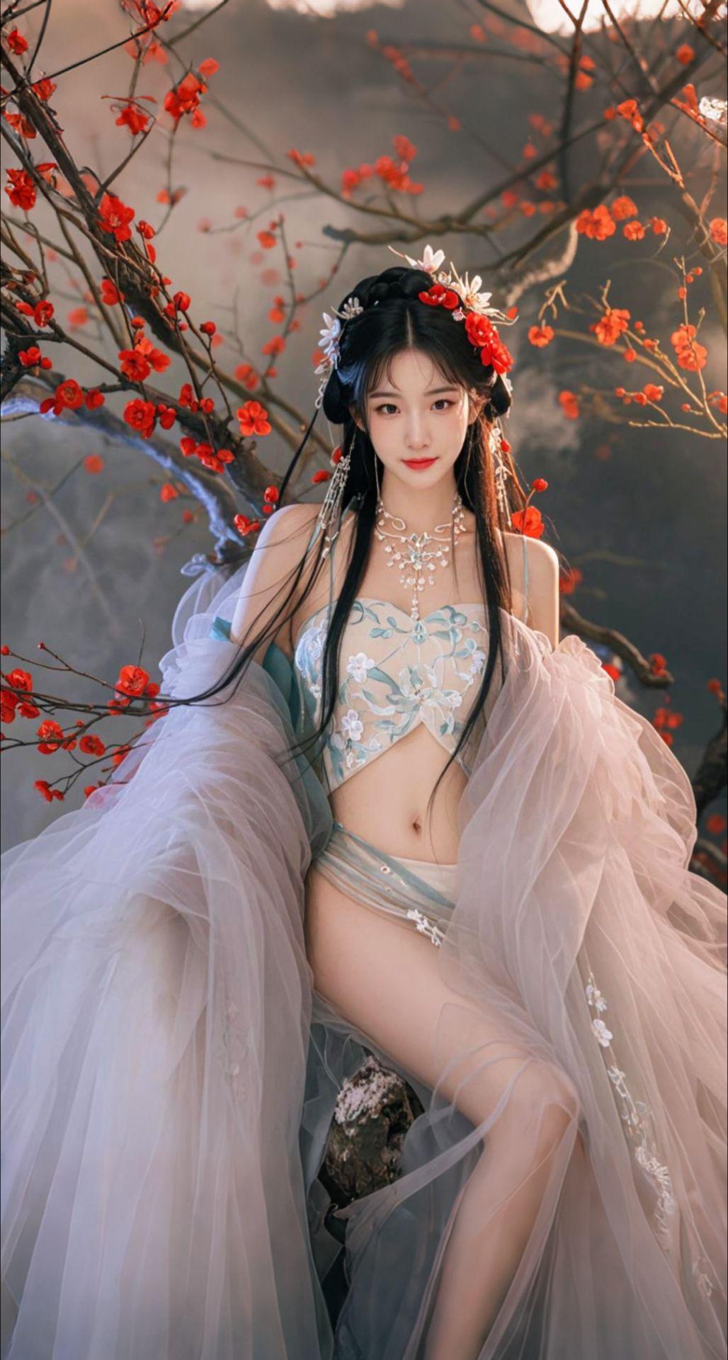AI扩图 AI素裹花妖