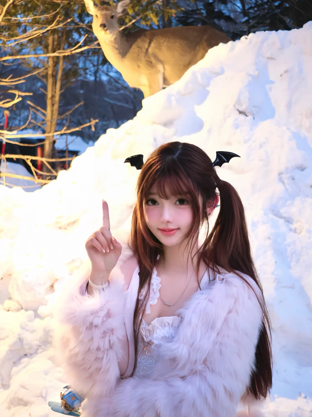 小鹿在头上虎视眈眈🦌