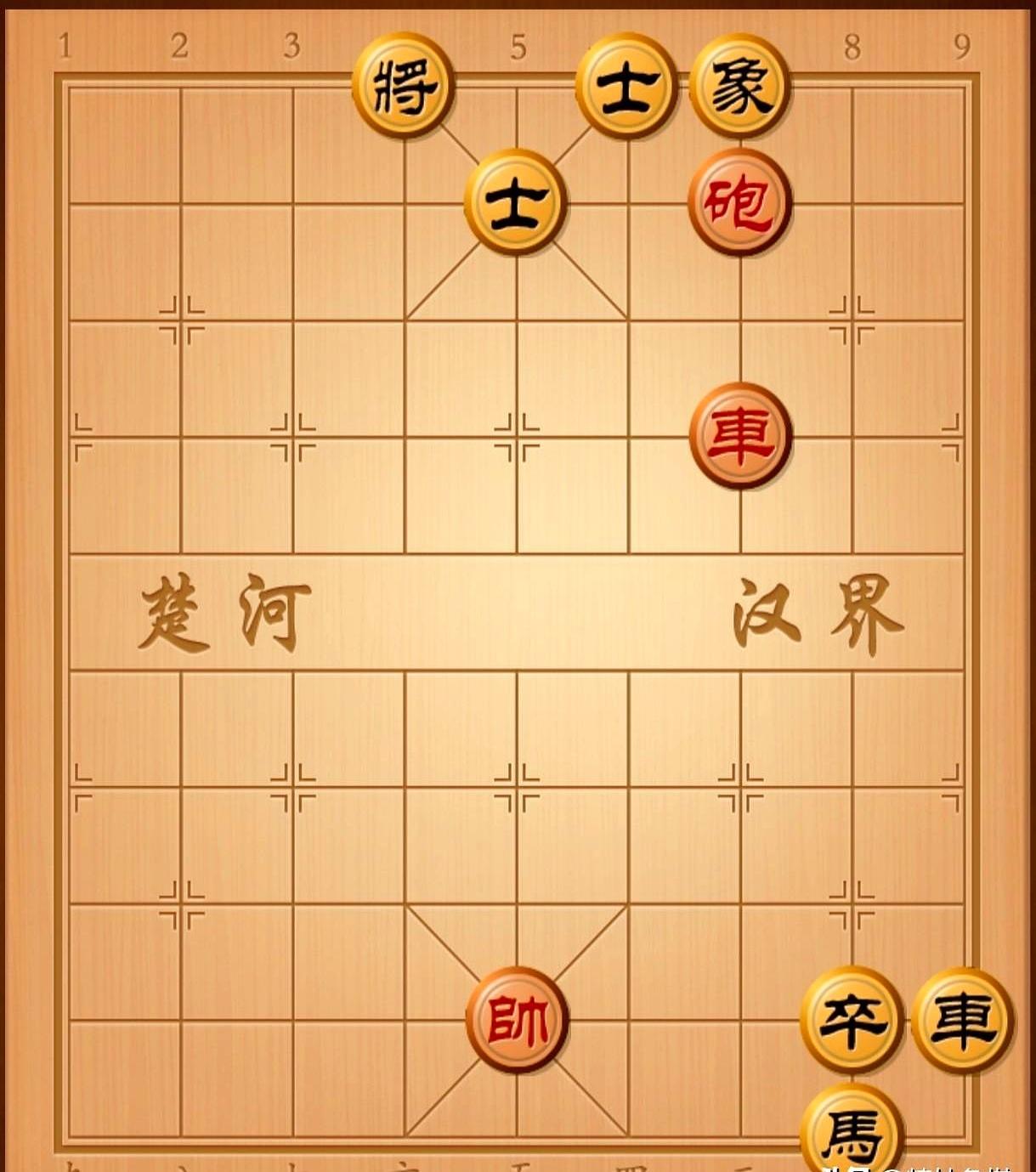 18秒破残局，黑棋稳赢竟是假
 
红棋只剩车炮，黑棋车马卒围得水泄不通。一眼看去