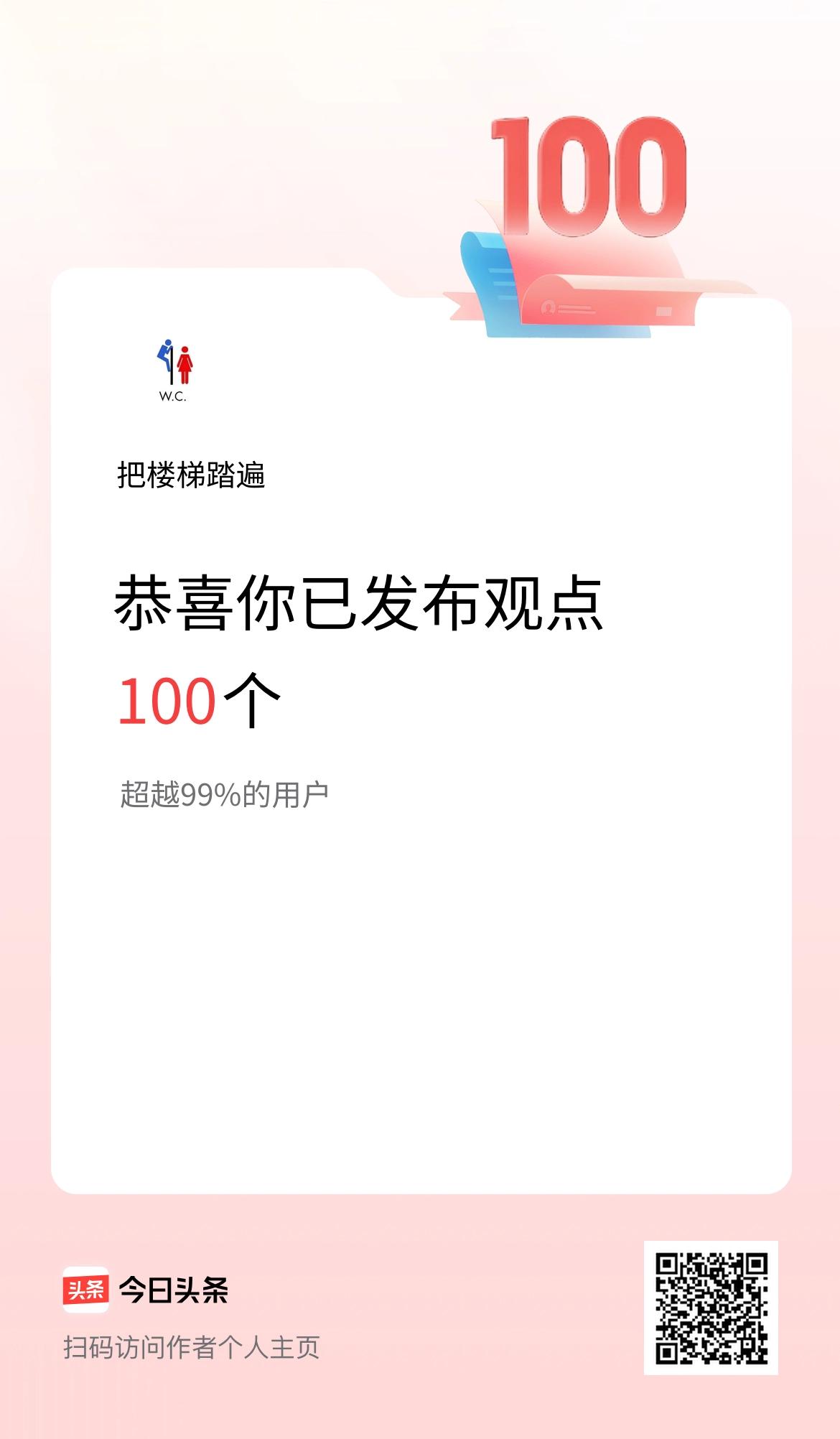 我在头条累计投稿观点100个