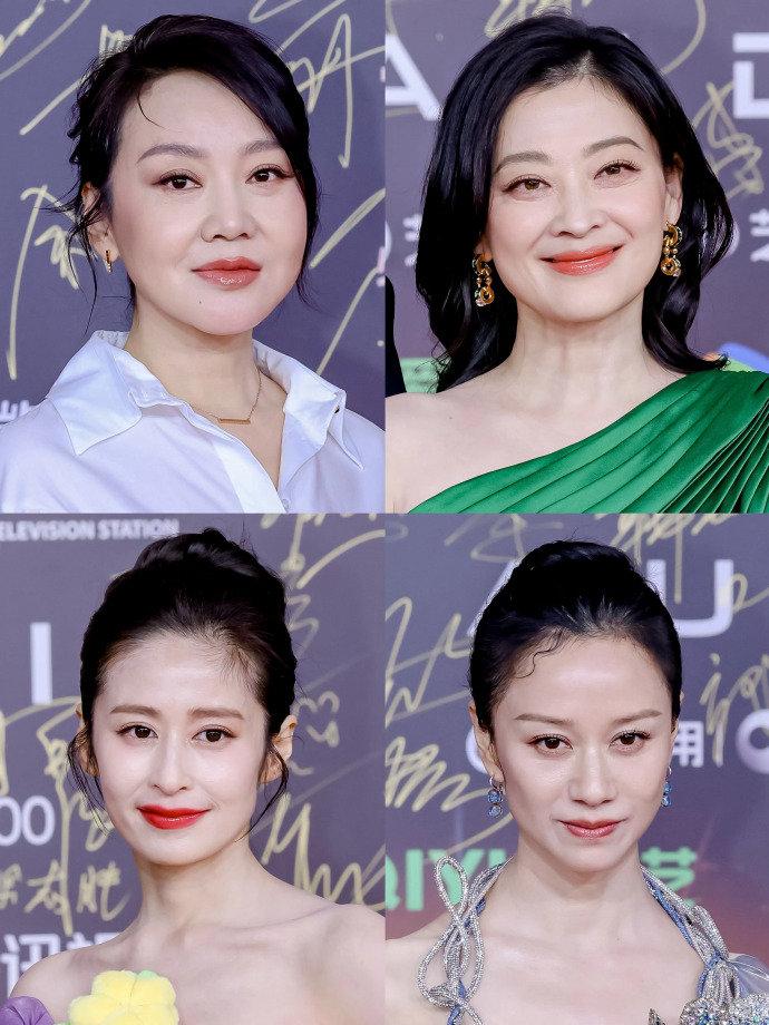 这组怼脸杀太绝了！不同造型切换下的精致颜值暴击——钻饰发箍衬得眉眼愈发清灵，粉花