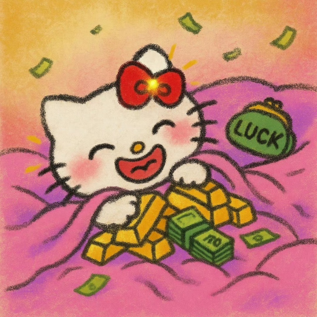 可爱治愈系卡通壁纸helloKitty暴富头像 猫咪/ 头像安利｜卡通手绘｜软萌