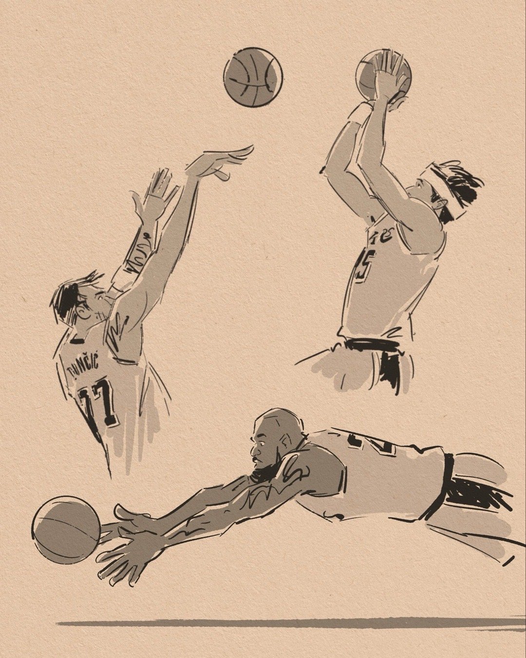 国外篮球画家制作：BIG 3ig：purehoop东契奇绝杀掘金掘金vs湖人