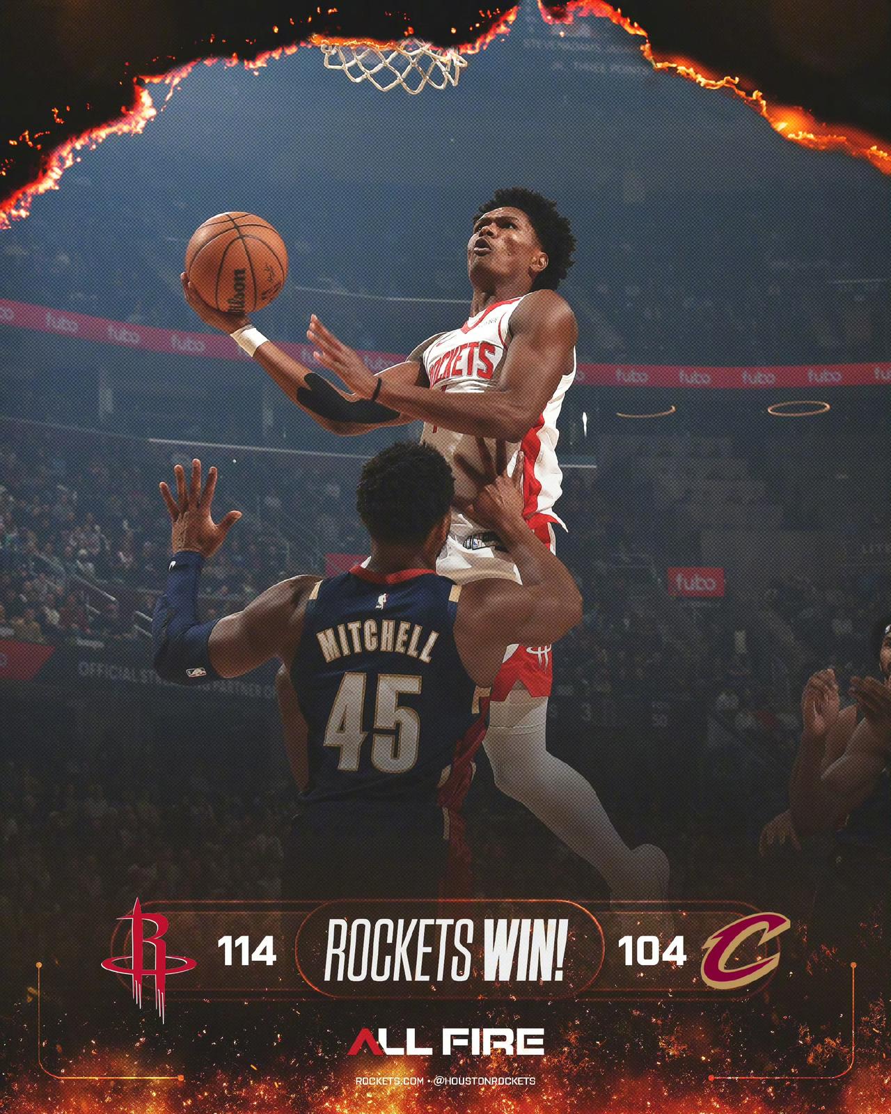 火箭114:104有惊无险的拿下骑士。五连胜🔥
固执卡今天用足了五大审时度势抓