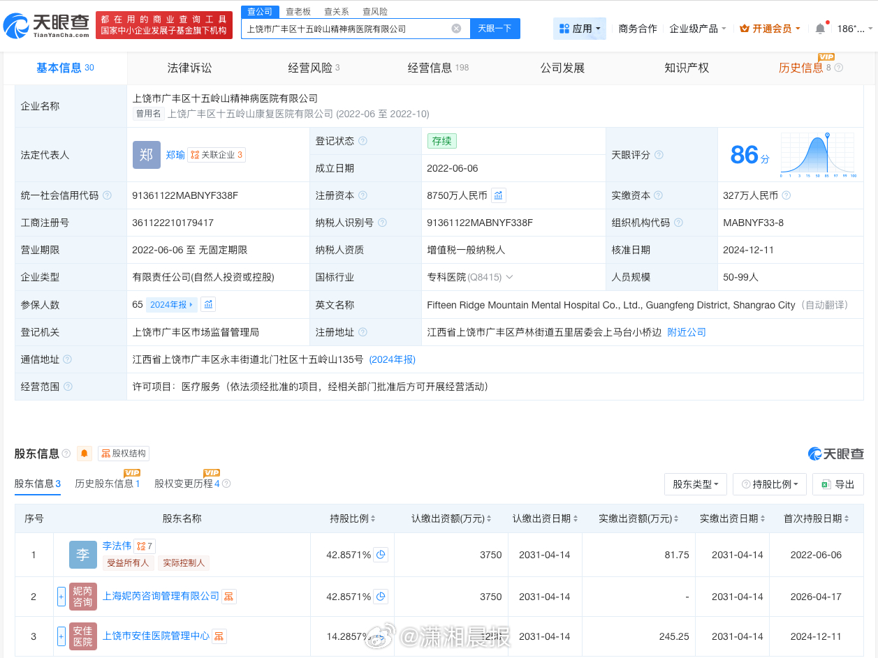 【#炒股精神病院近期增资75%#】#炒股精神病院近期变更投资人#据媒体报道，近日
