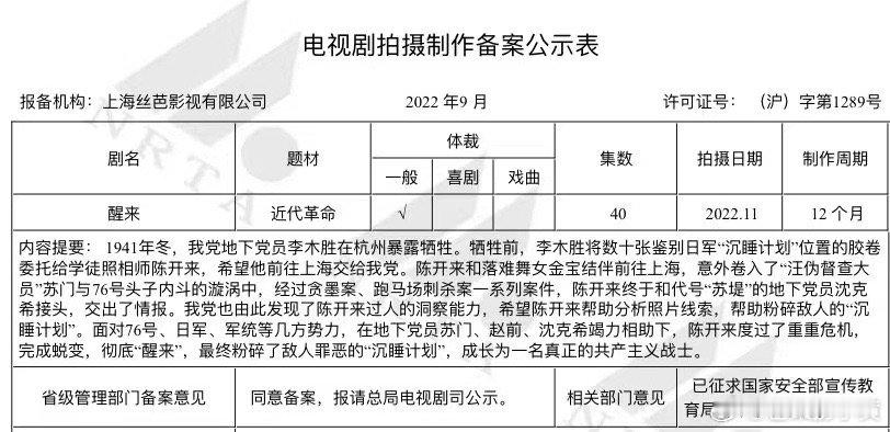 谍战名家海飞的一些饼电视剧《醒来》预计Q3开机原著：海飞导演：赵宝刚1941年冬