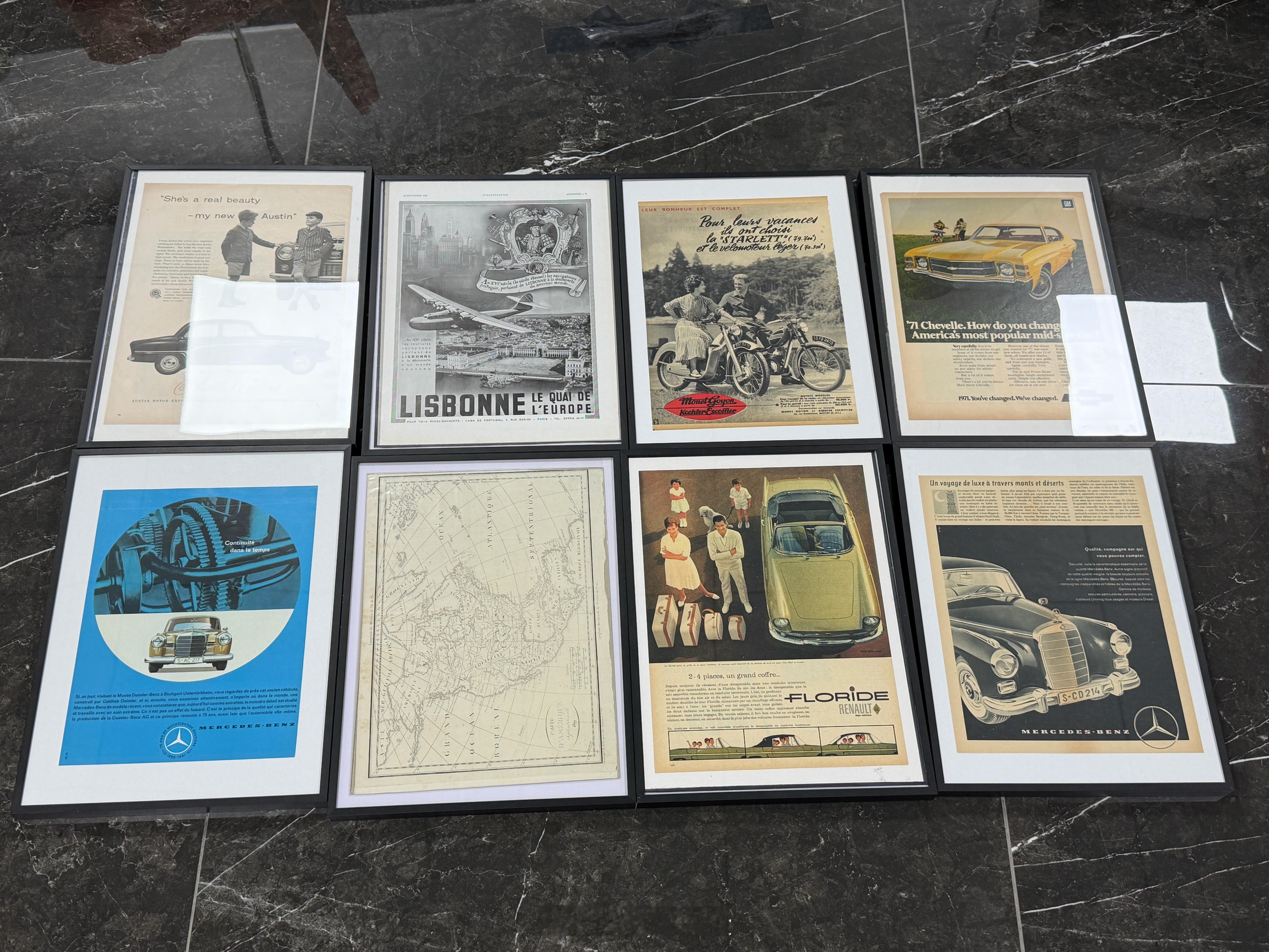 我在法国带回来的旧海报，这里应该花了一百多欧元，终于裱好了，准备挂墙 