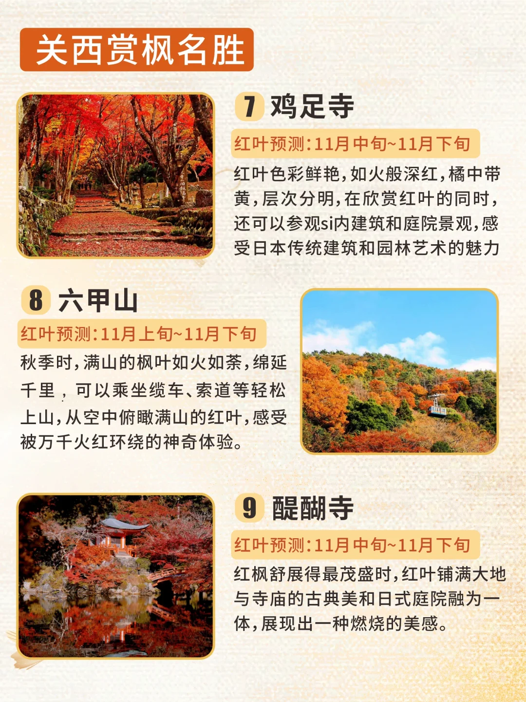 关西赏枫景点大推荐/与樱花齐名的绝美红叶