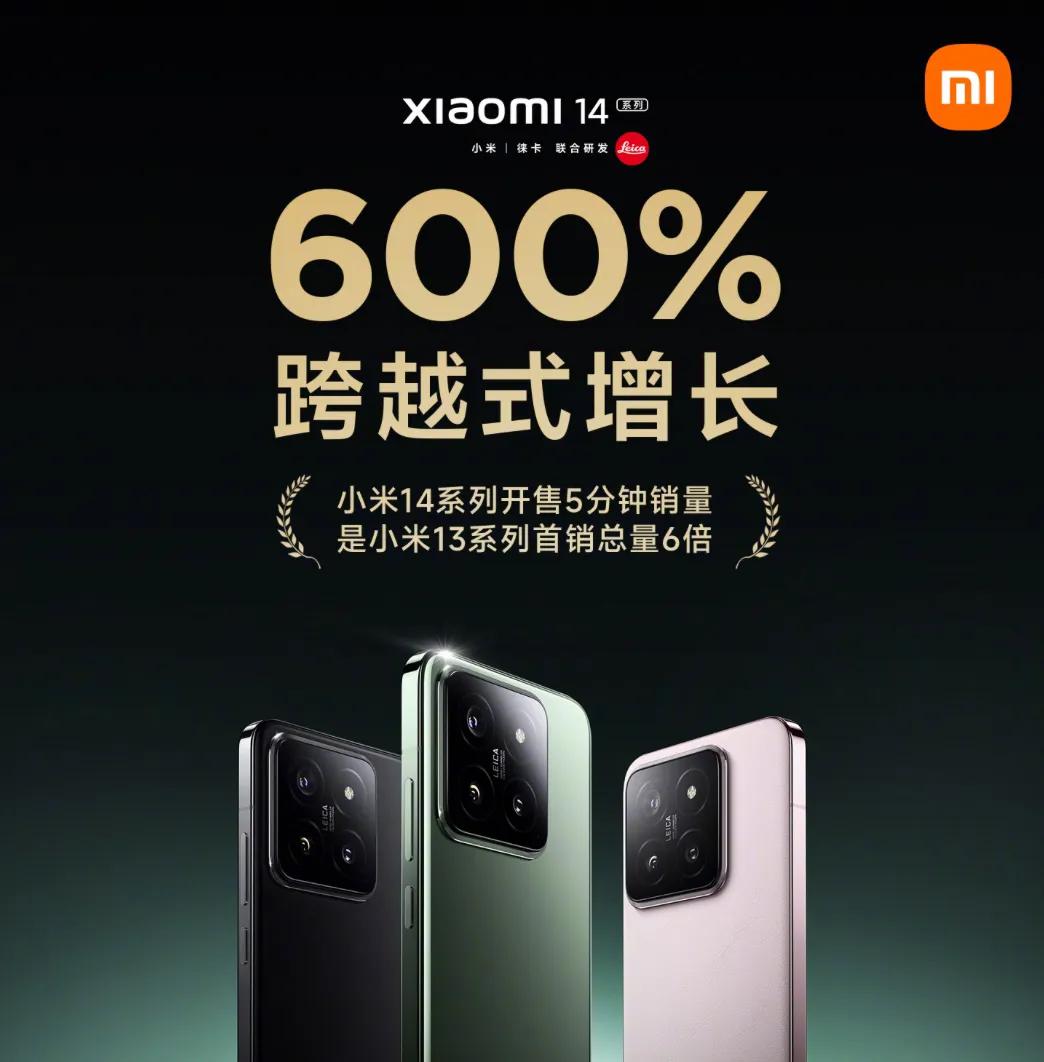 米粉全体起立，小米14系列首销销量，是上一代首销总和的6倍
8g3，澎湃OS，全