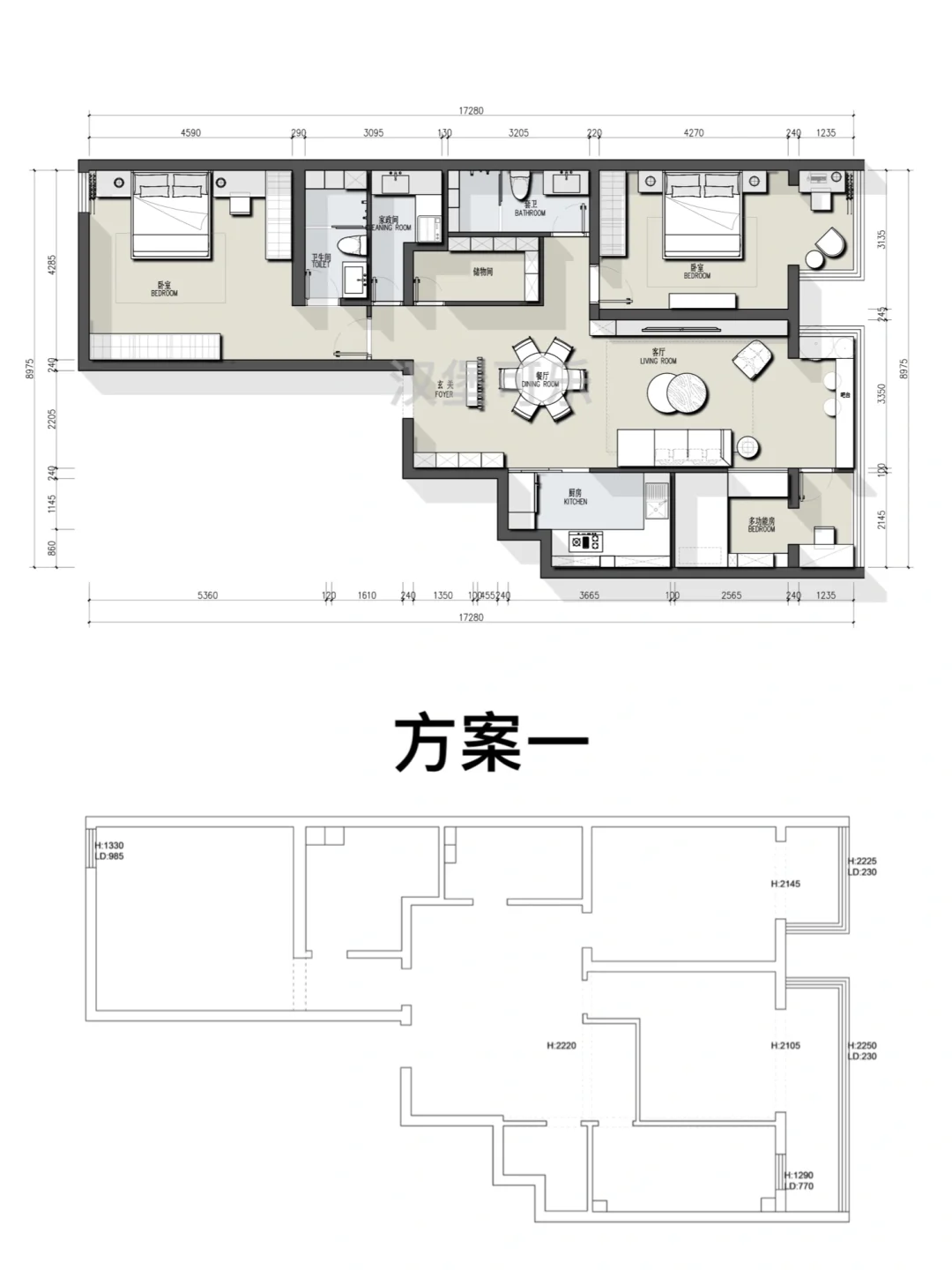 户型设计/120㎡大户型四稿平面方案优化