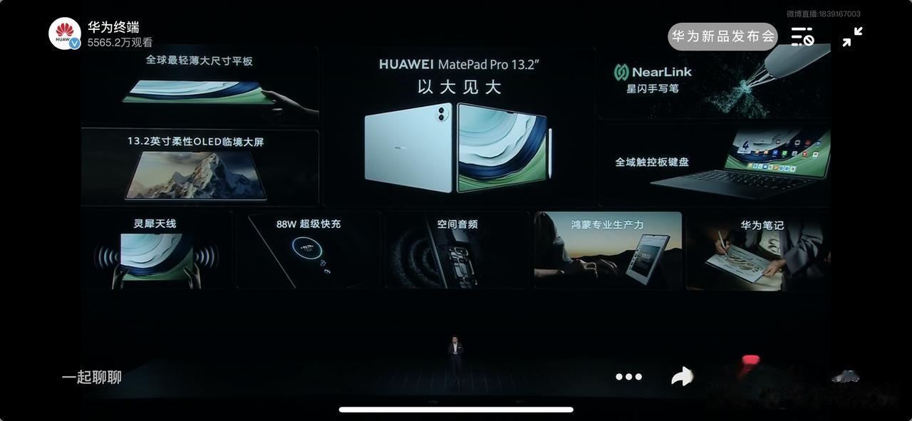 发布会的首个“遥遥领先”！华为mate pad pro 13.2超大屏平板。

