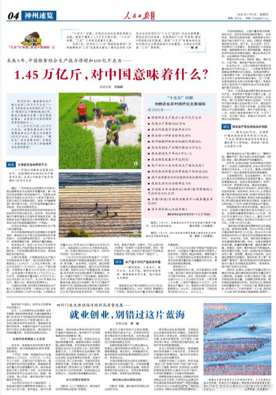 【今日#人民日报海外版导读# | 1.45万亿斤，对中国意味着什么？】今日出版的