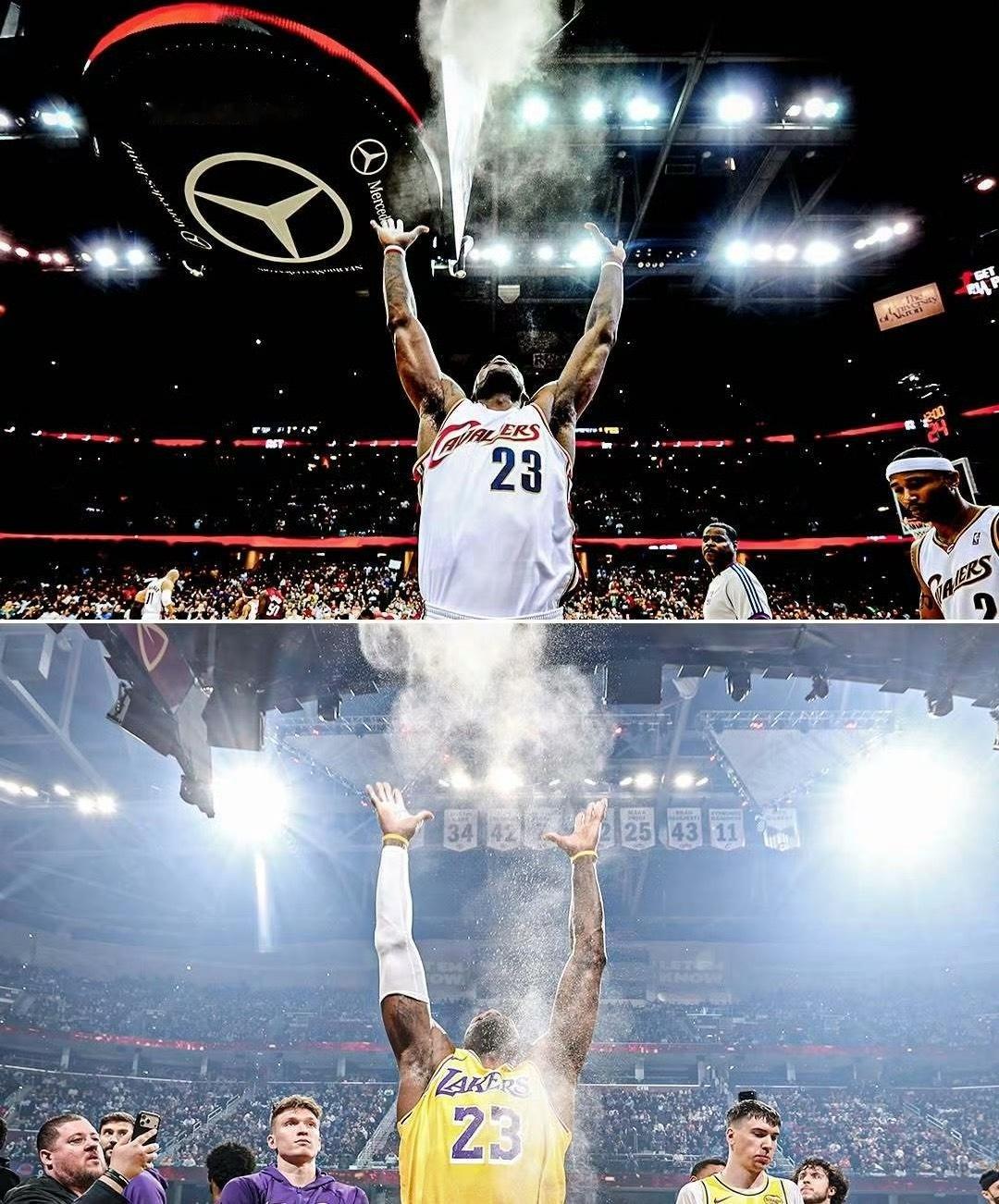 骑士詹姆斯詹姆斯重回骑士主场 依旧经典撒镁粉