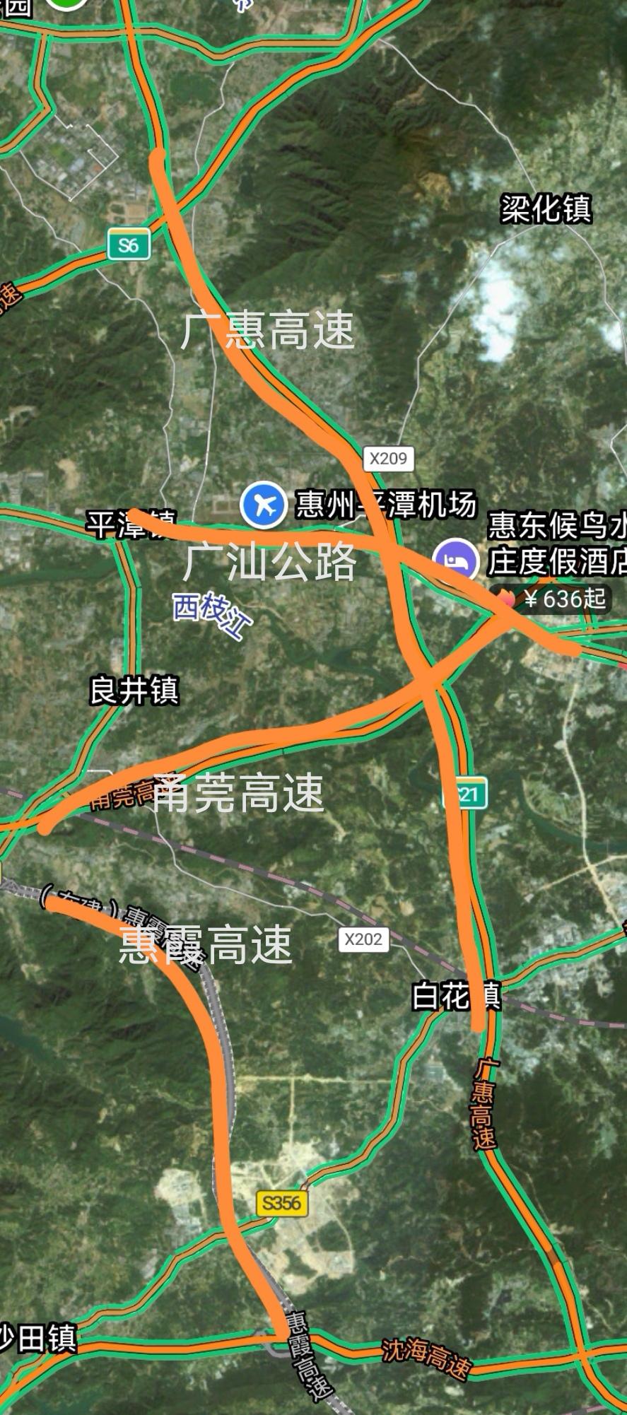 博罗县城跟惠州市区有3条高速、四条城市道路连接。
惠东县城跟惠州市区也有3条高速