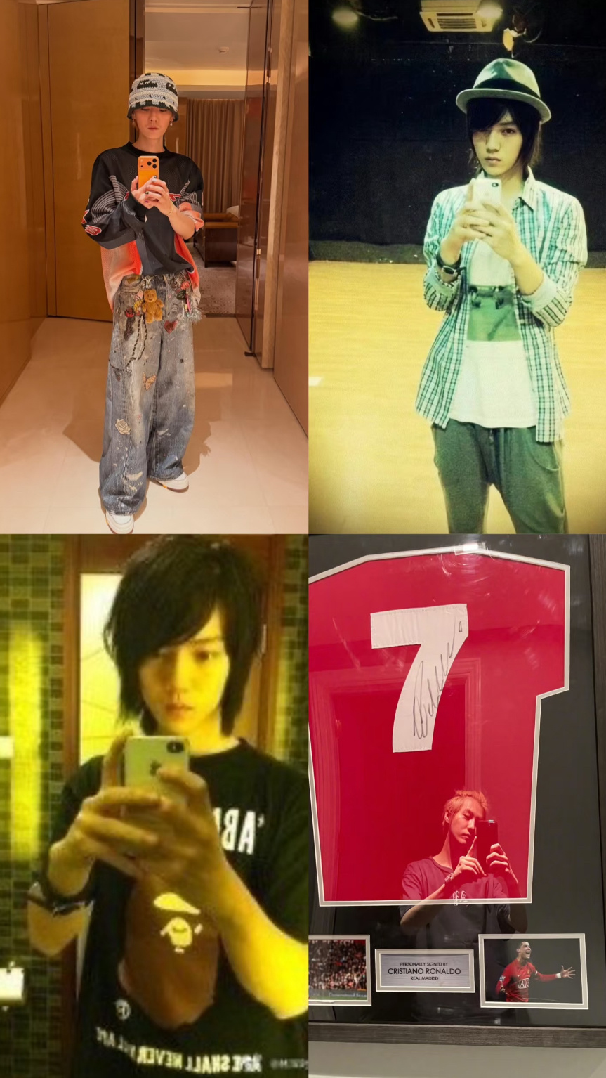 鹿晗十年如一日的直男对镜自拍🤳方式 ​​​