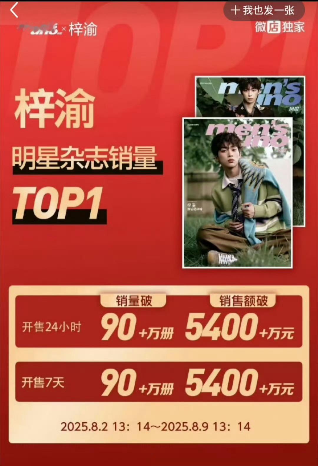 说实话，梓渝这销量对田栩宁粉丝来说压力还是蛮大的，毕竟两个人一起走红，如果田栩宁
