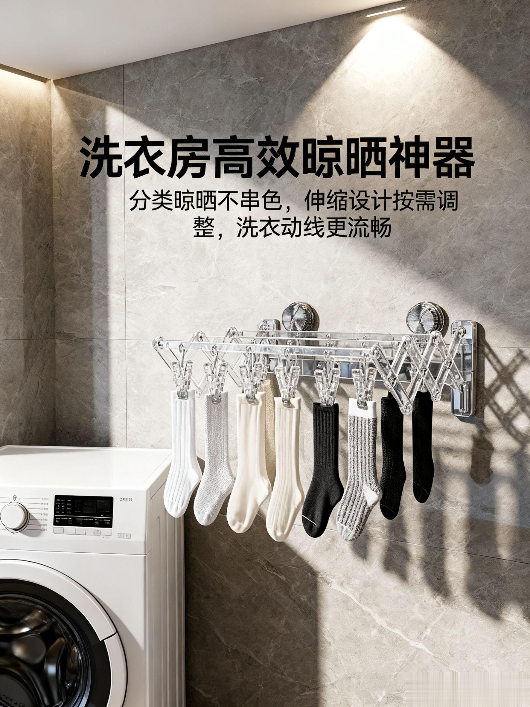 想要在阳台经常晒袜子，用这个吸盘折叠袜子夹，吸在阳台晾晒袜子，内衣啥的...