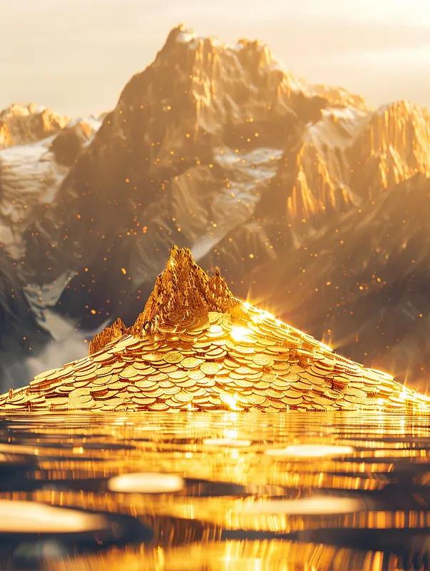 金堆成山
 
瑞气升腾覆远峦，层金叠翠峙云端。
光华灼灼凝千仞，宝气巍巍镇九盘。