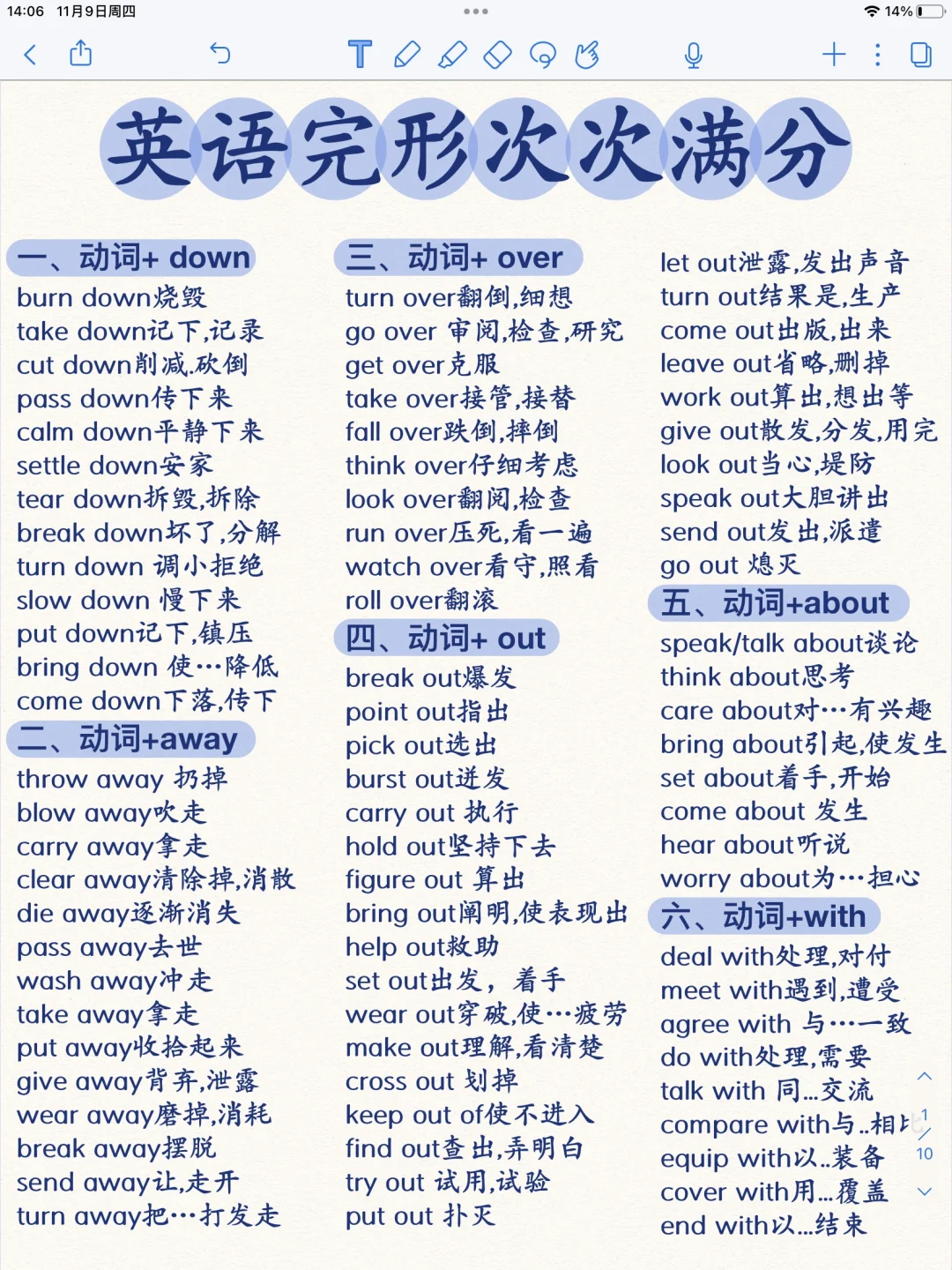 一次性吃透！376组！完形填空高频短语！