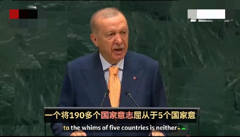 埃尔多安在联合国表达对五常不满：190多个国家的意志屈从5个国家意愿，不公正。