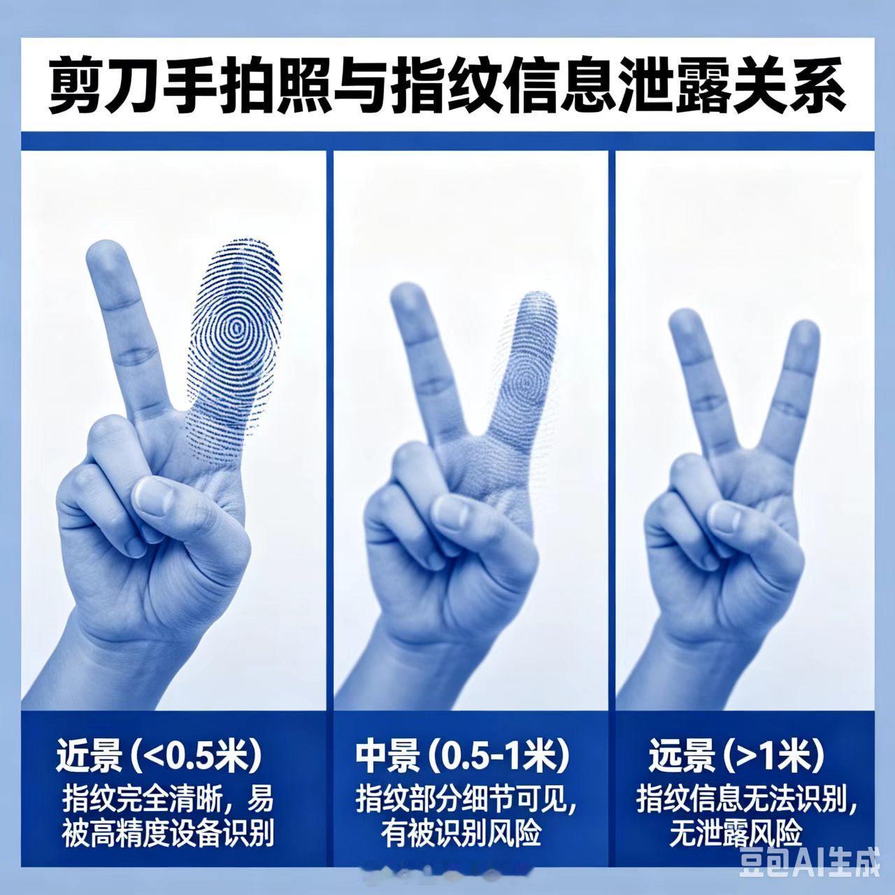 冷知识：拍照时摆出剪刀手、清晰露出指纹，可能会导致个人信息泄露。一位金融专家在节