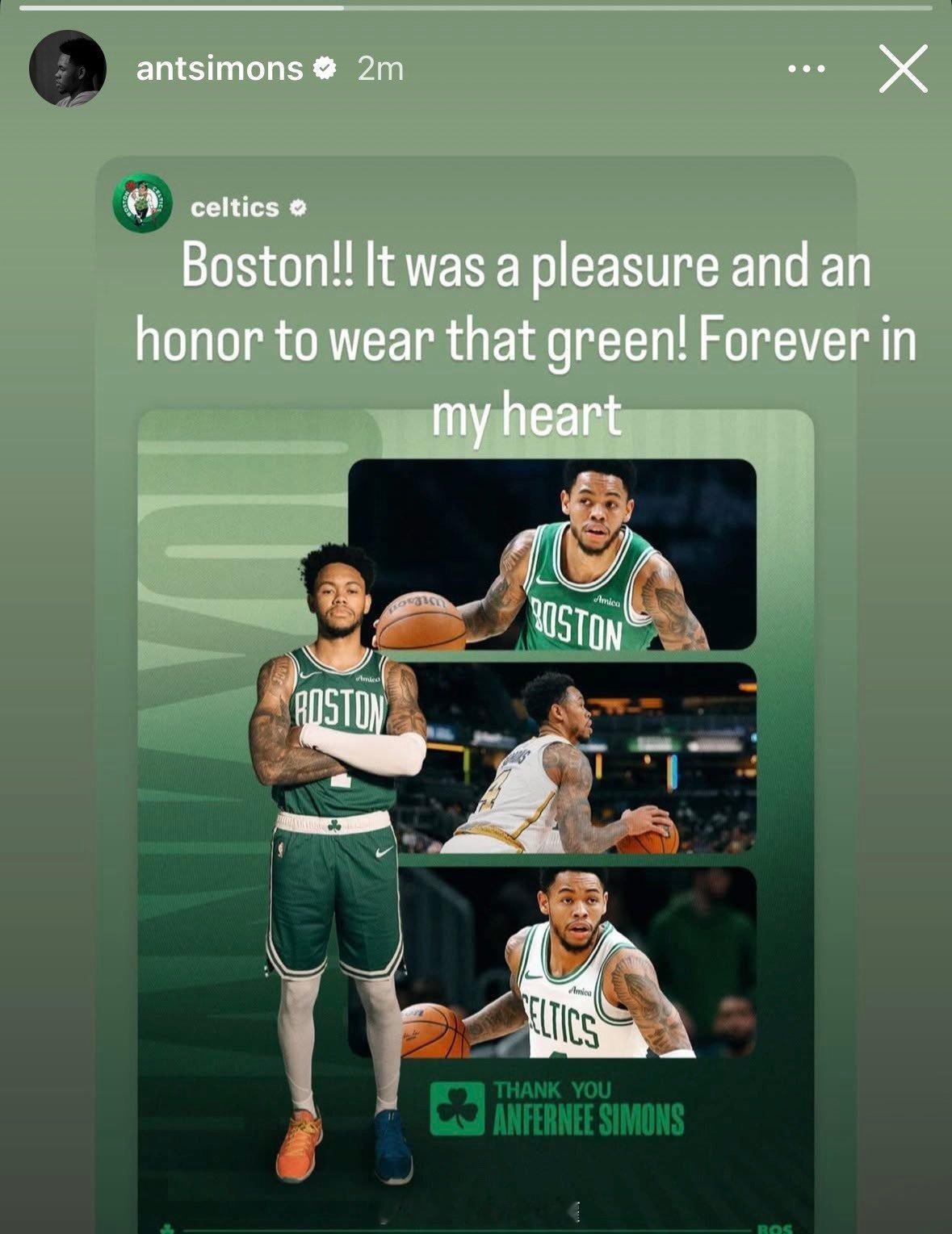 安芬尼-西蒙斯：身穿这件绿色战袍是我的荣幸与喜悦，这份记忆永远珍藏在我心中。🥺