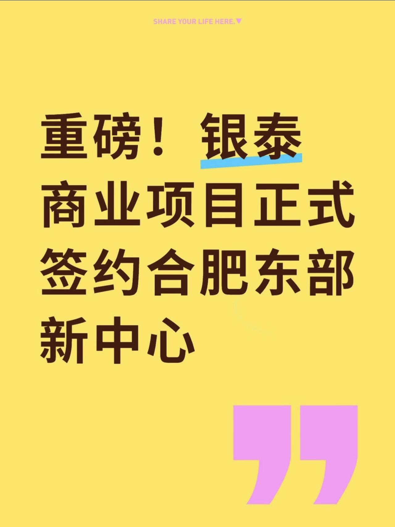 银泰商业项目正式签约合肥东部新中心，多方研讨选址、规划、运营核心方案。将结合区域