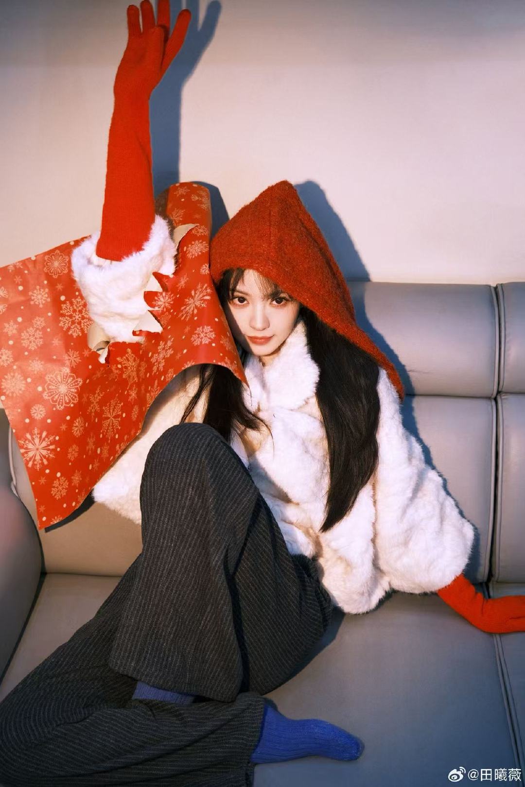 田曦薇元宵节妆田曦薇化红色系妆 好漂亮 