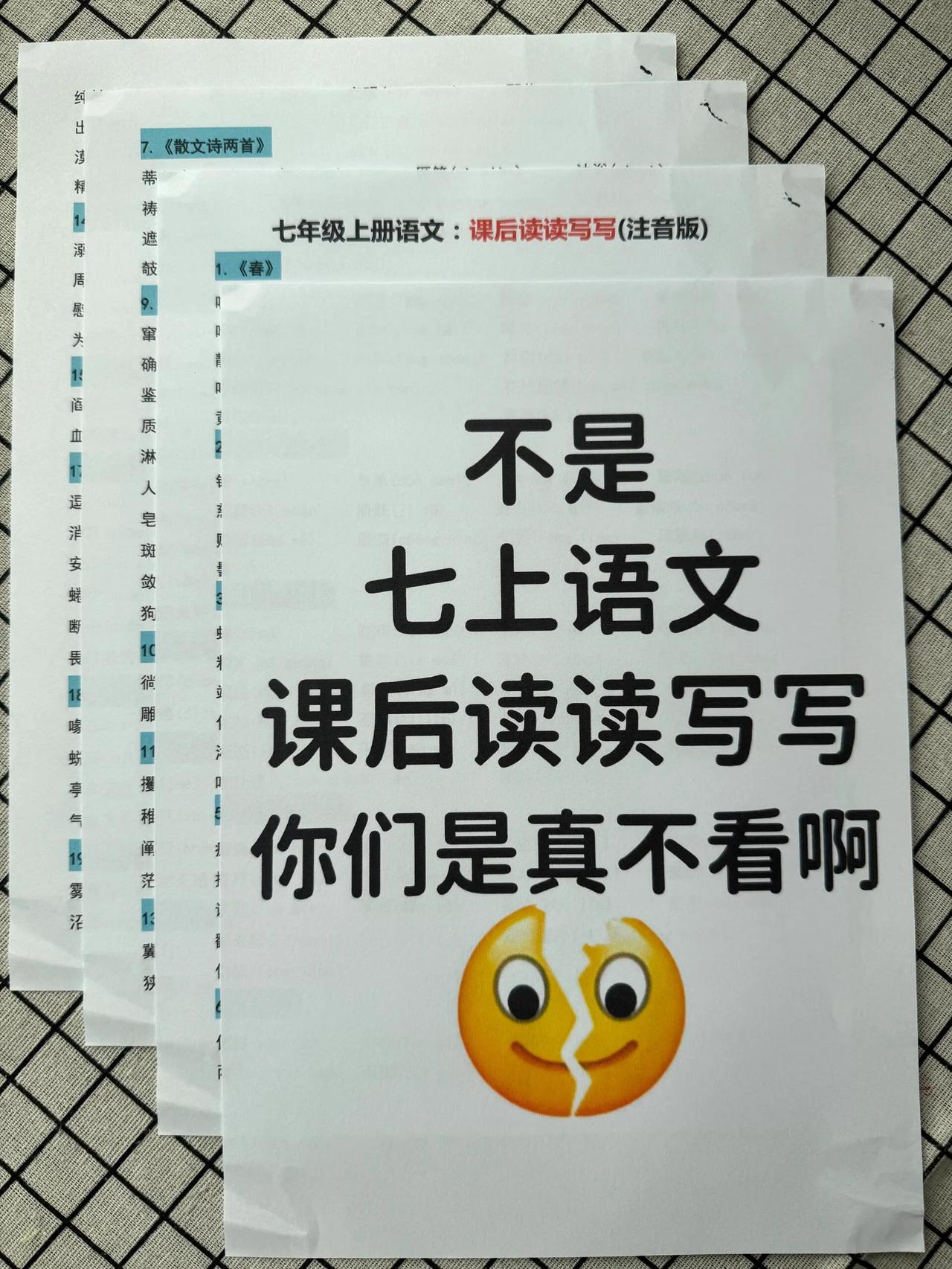 新七上语文课后读读写写(注音版)，好用