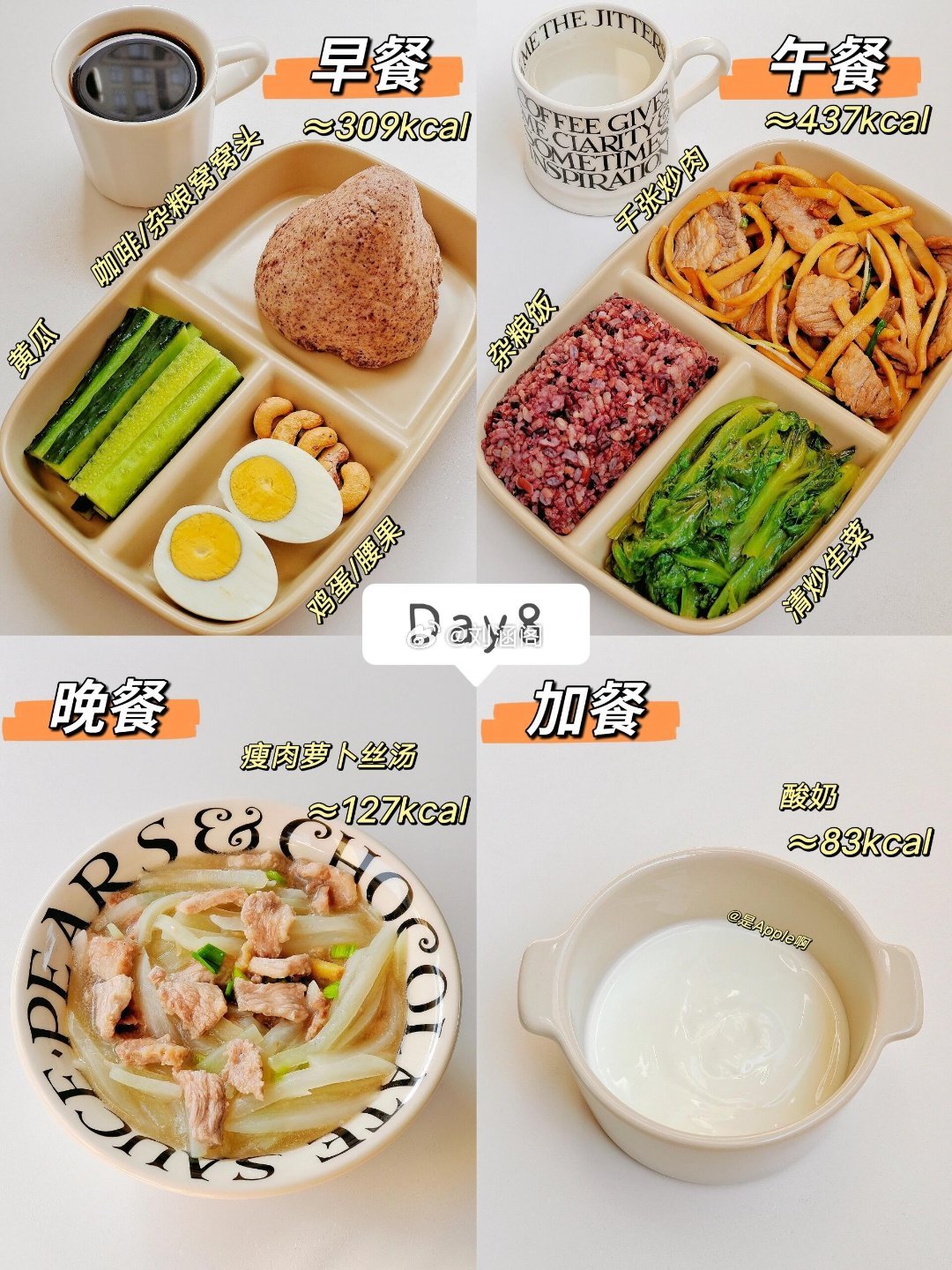 一周减脂餐食谱合集分享🌷🌷饮食供参考，每日摄入量还需要根据个人情况调整。✅早