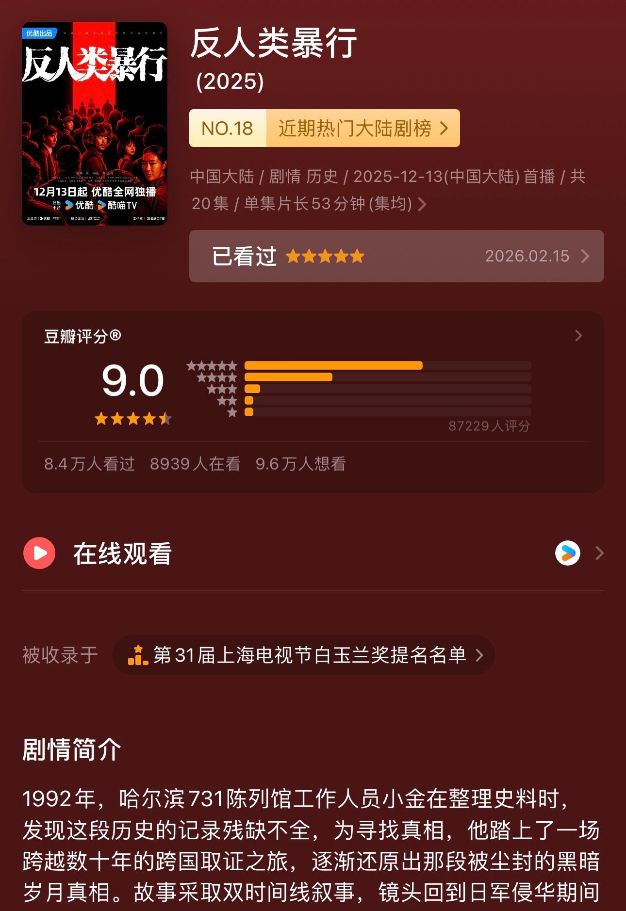 真的是神剧 没拿奖没关系 我知道你牛批就行 