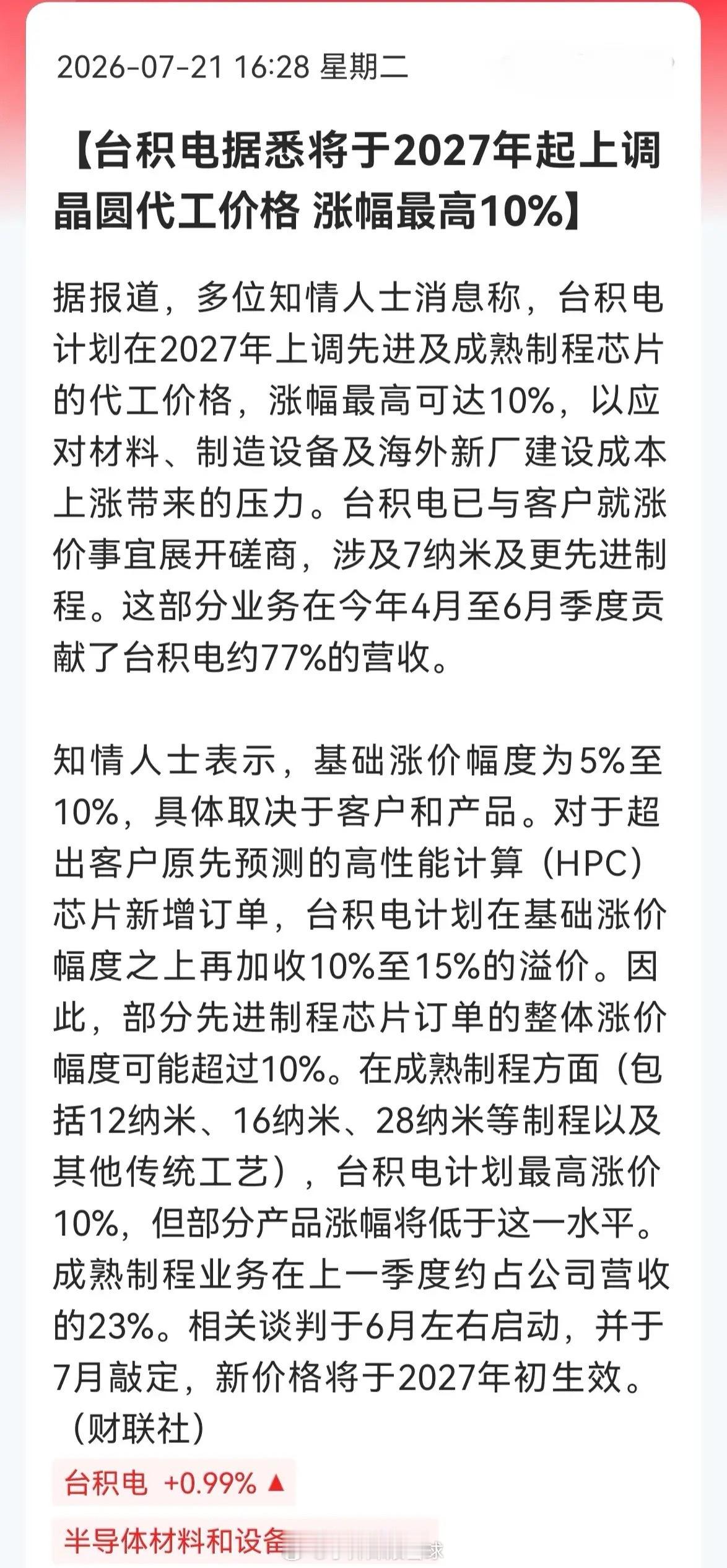 半导体盘后又来利好！明天还要继续嗨？7月21日盘后两记重锤：台积电确认2027年