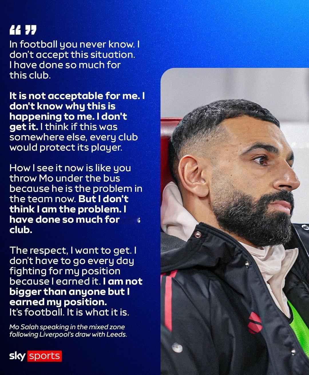 3比3。
安菲尔德的记分牌刺眼。
但更刺眼的是萨拉赫赛后那眼神。
没多少愤怒，全