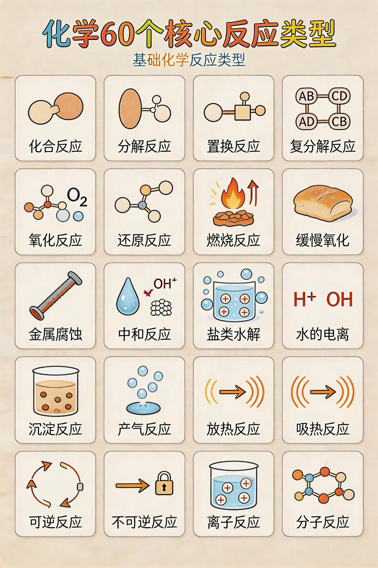 化学60个核心反应类型。基础科学