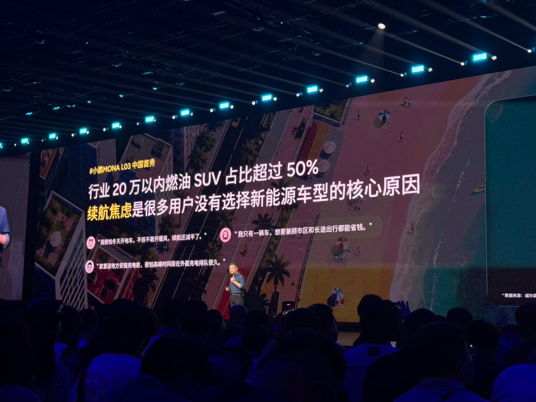 这张图解释了小鹏 L03 为什么上增程动力。行业 20 万以内油车 SUV 占比
