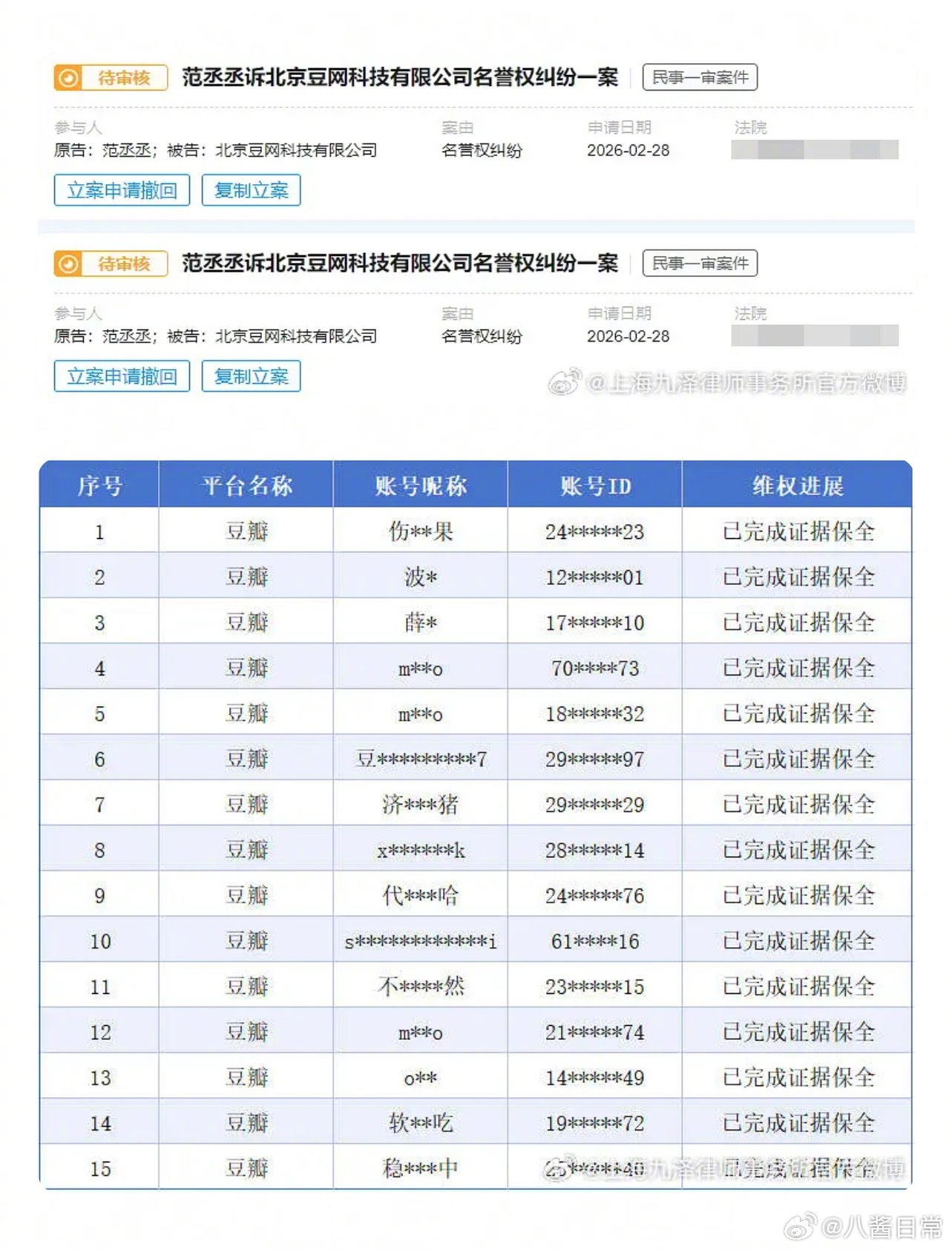 范丞丞告人了，全是豆瓣的 