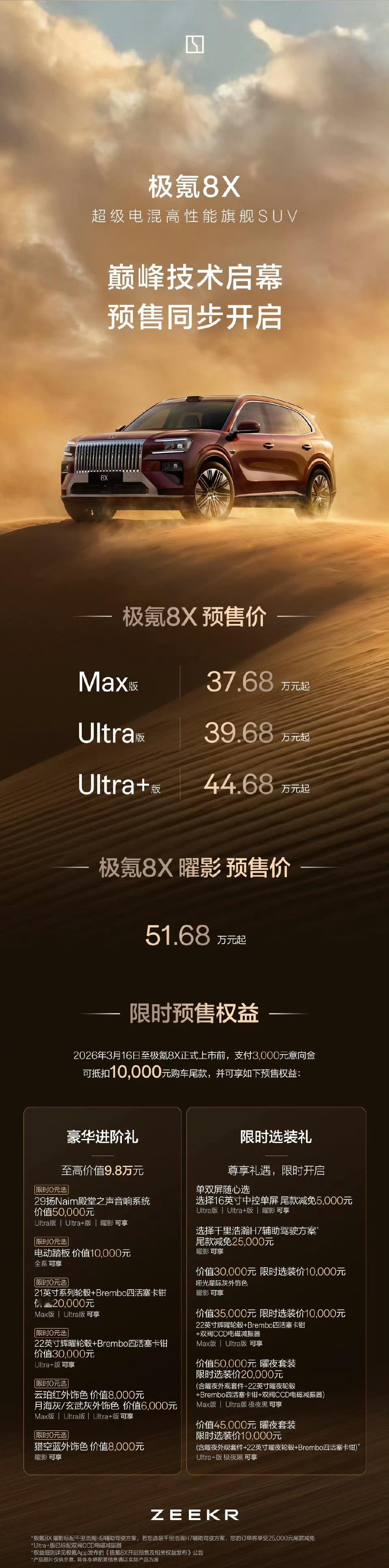 超级电混高性能旗舰SUV极氪8X 37.68万元起！极氪8X新公路之王