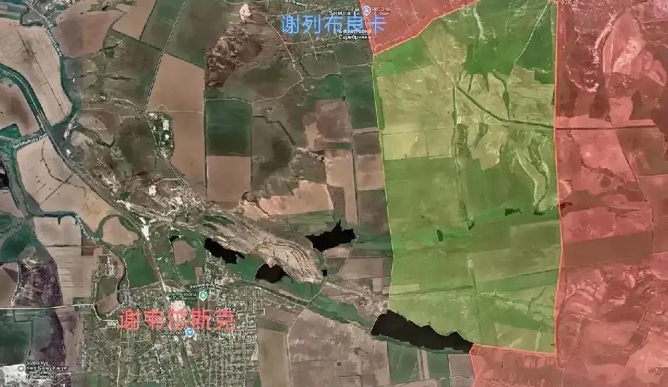 俄军南部集群在谢韦尔斯克方向取得重大进展，突破了乌军在东北方的防线。图中的绿色是