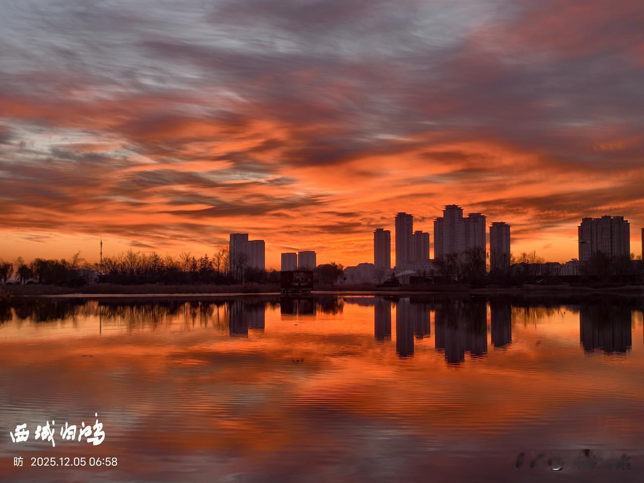 东营明月湖：每道霞光都是时间的琴弦，弹奏着破晓时分独有的粼光交响乐章。