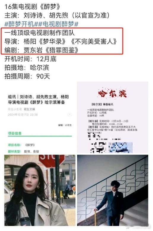 醉梦班底  电视剧醉梦 刘诗诗新剧班底，导演：杨阳《梦华录》《不完美受害人》编剧