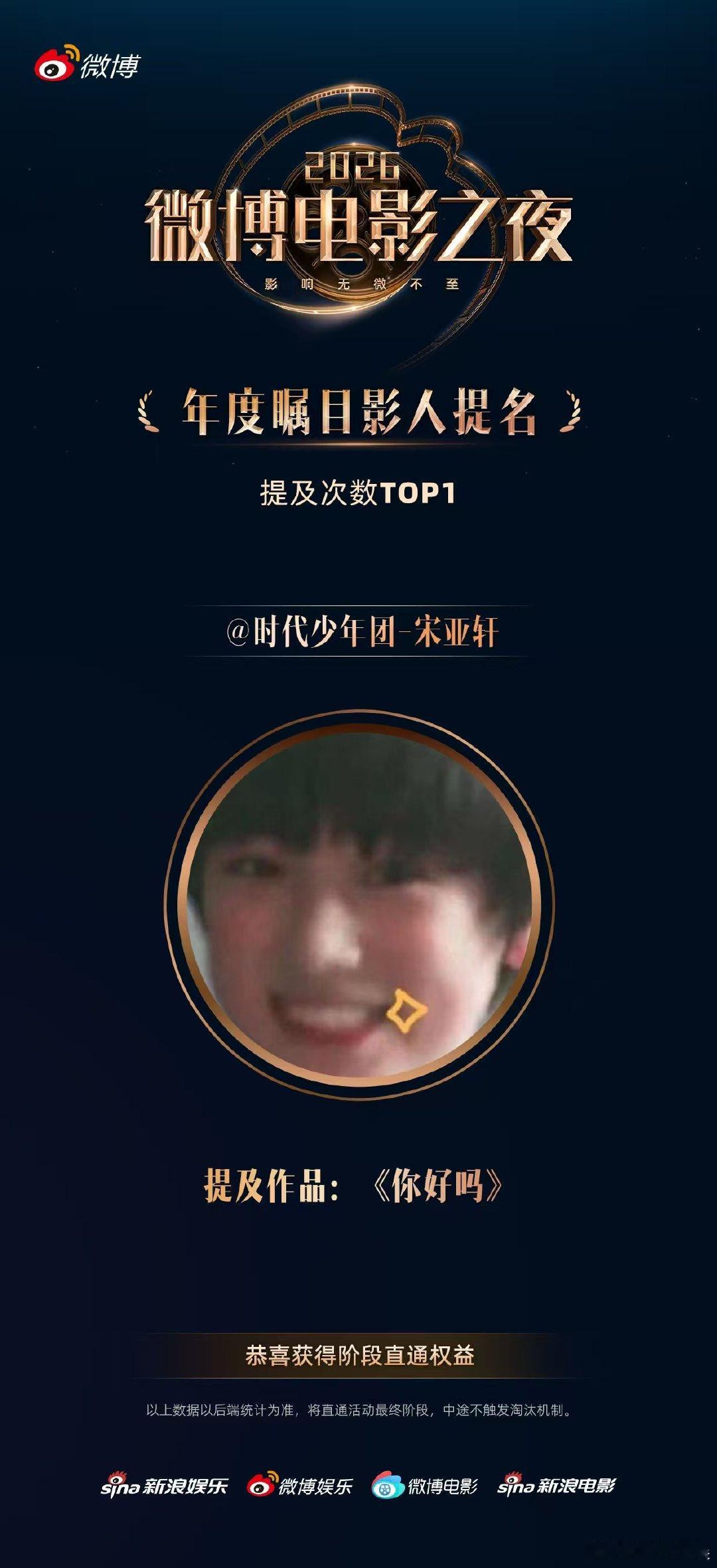 宋亚轩提及作品你好吗 宋亚轩瞩目影人提名次数top1 宋亚轩提及作品你好吗！ 