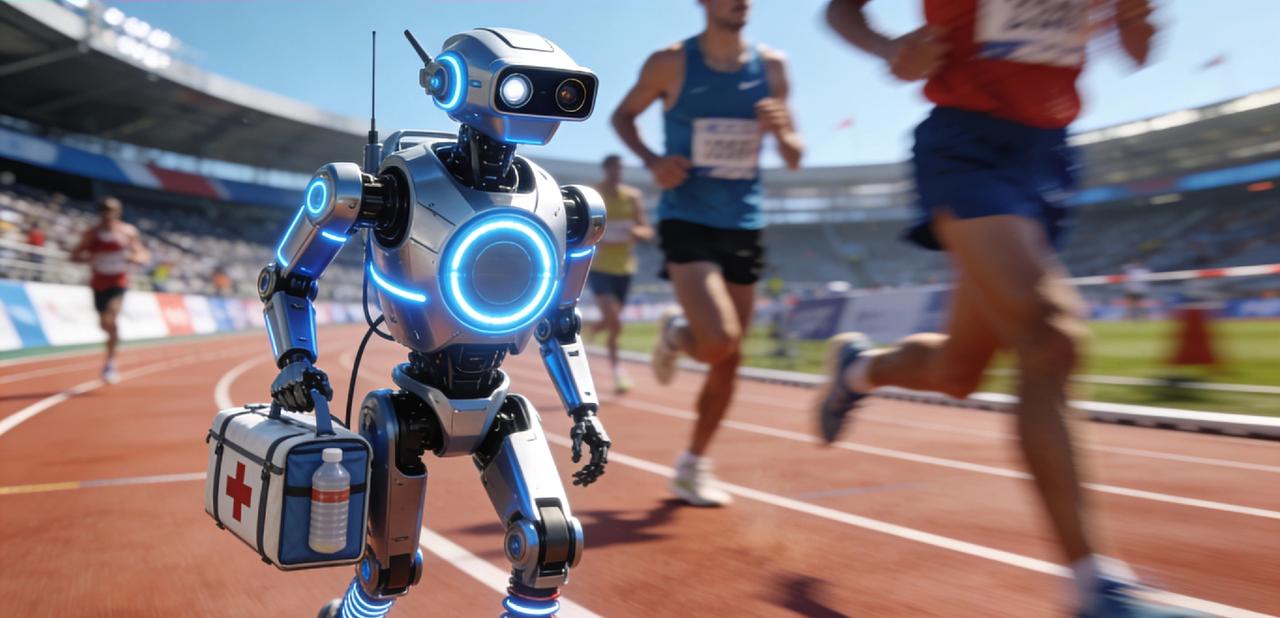 跑马拉松护航的居然是机械人

       全国首次！AI机器人交警组团上岗，马