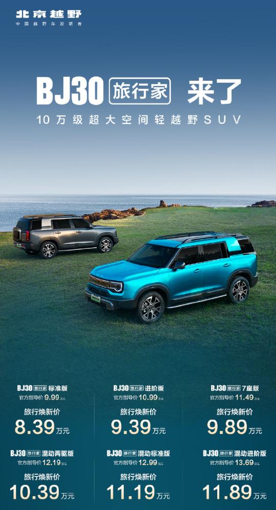 北京越野BJ30旅行家来了，限时售价8.39万起，还有价值4.3万的权益，终身质