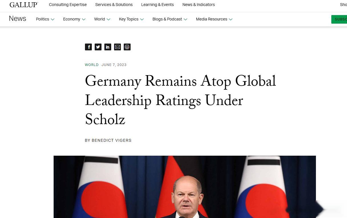 这种新闻真有趣《在Scholz的领导下，德国继续位居全球领导力评级榜首》但是社民