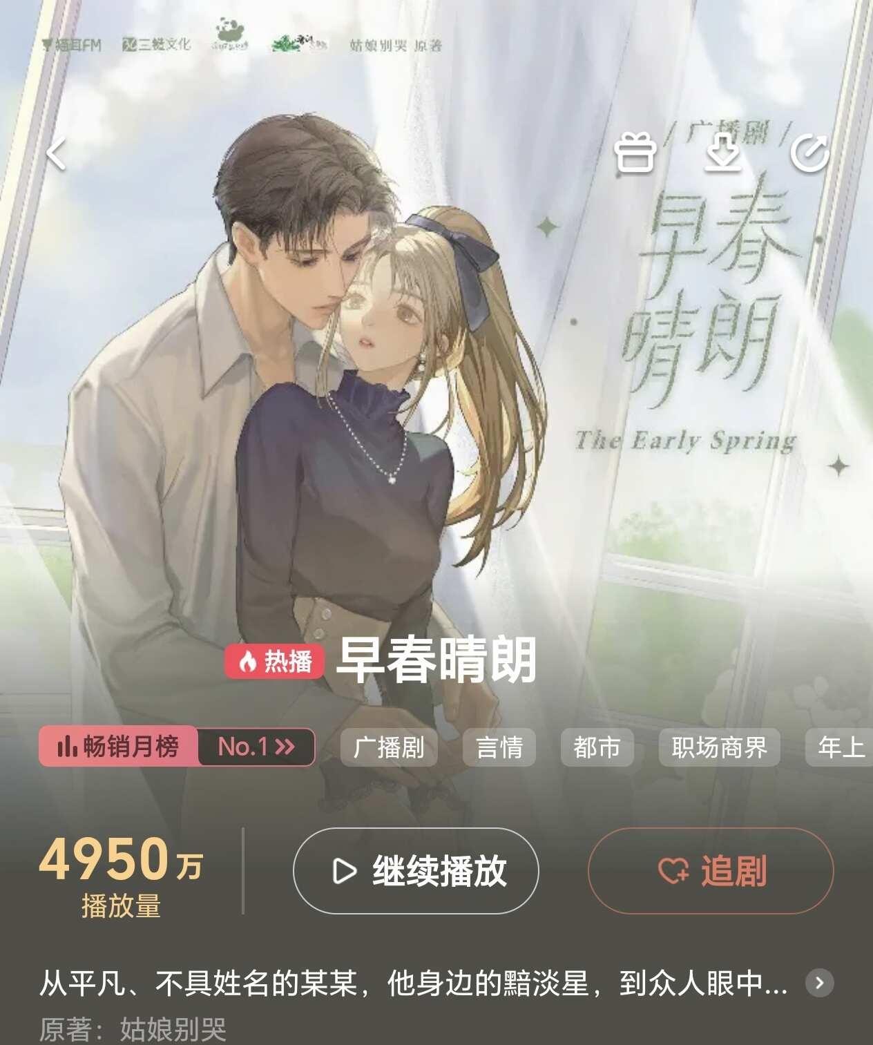 早春晴朗 夯爆啦！
看了剧版没忍住又来重温广播剧
小说 广播剧 电视剧 看了看去